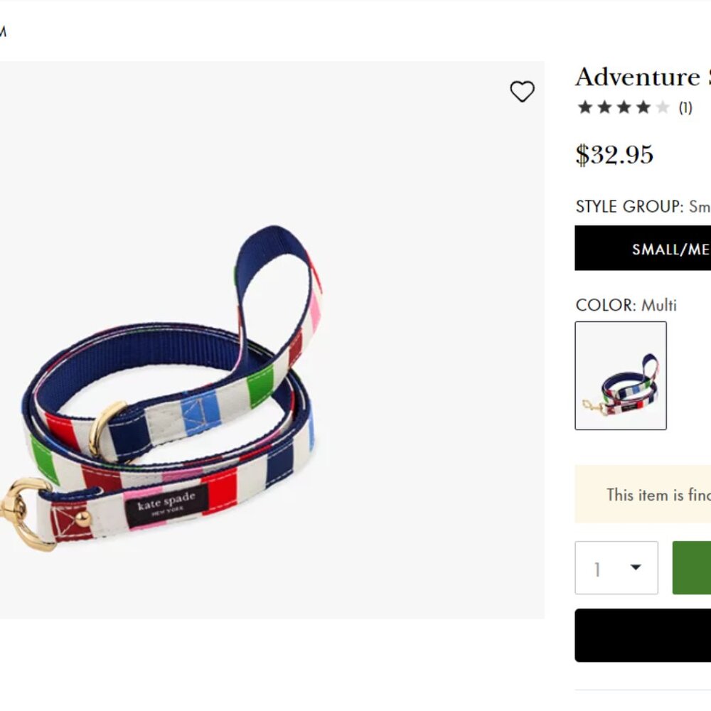 *NWT* Kate Spade Adventure Stripe dog leash and doggie bag combo (retails $58)